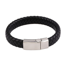 bracelet-44 Xuping bracelet en cuir de bijoux en acier inoxydable de conception de mode simple pour hommes